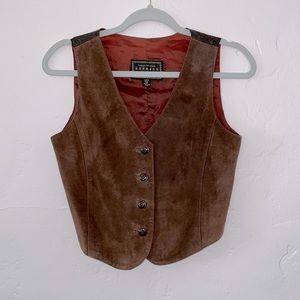 Brown suede leather vintage vest